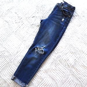 KanCan Darkwash Distressed Cutoff Jeans
